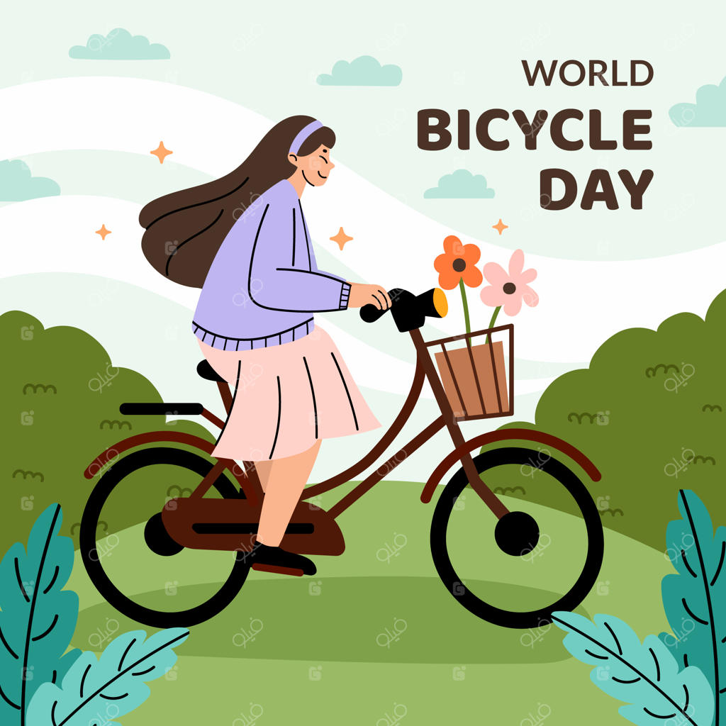 تصویرسازی روز جهانی دوچرخه در دنیای صاف