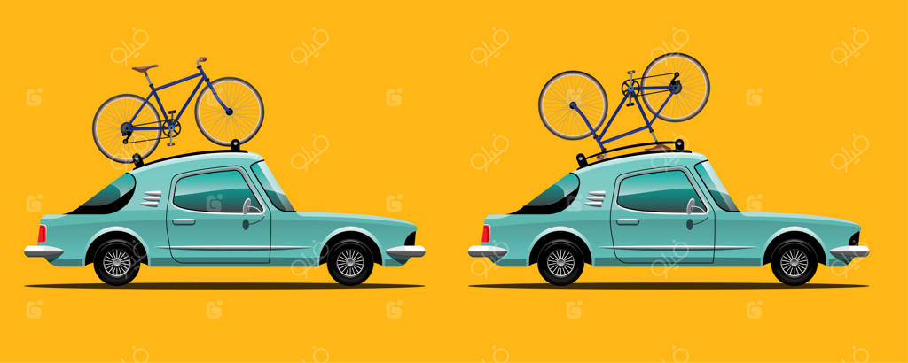 گردشگران با تجهیزات حمل دوچرخه روی خودروهایشان برای سفر به جاذبه‌های گردشگری آماده می‌شوند. طراحی تصویر برداری تخت