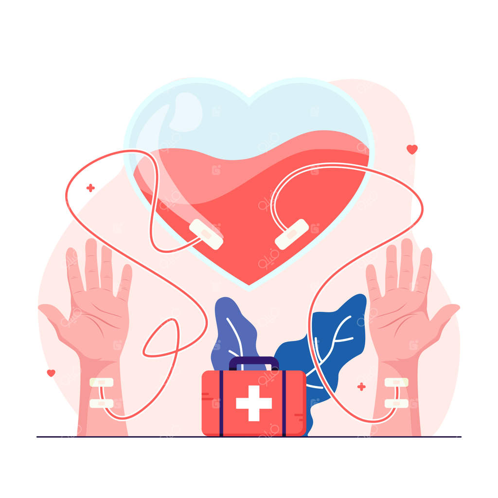 بازوی اهداکننده خون را به گیرنده کیسه خون قلبی شکل منتقل می‌کند