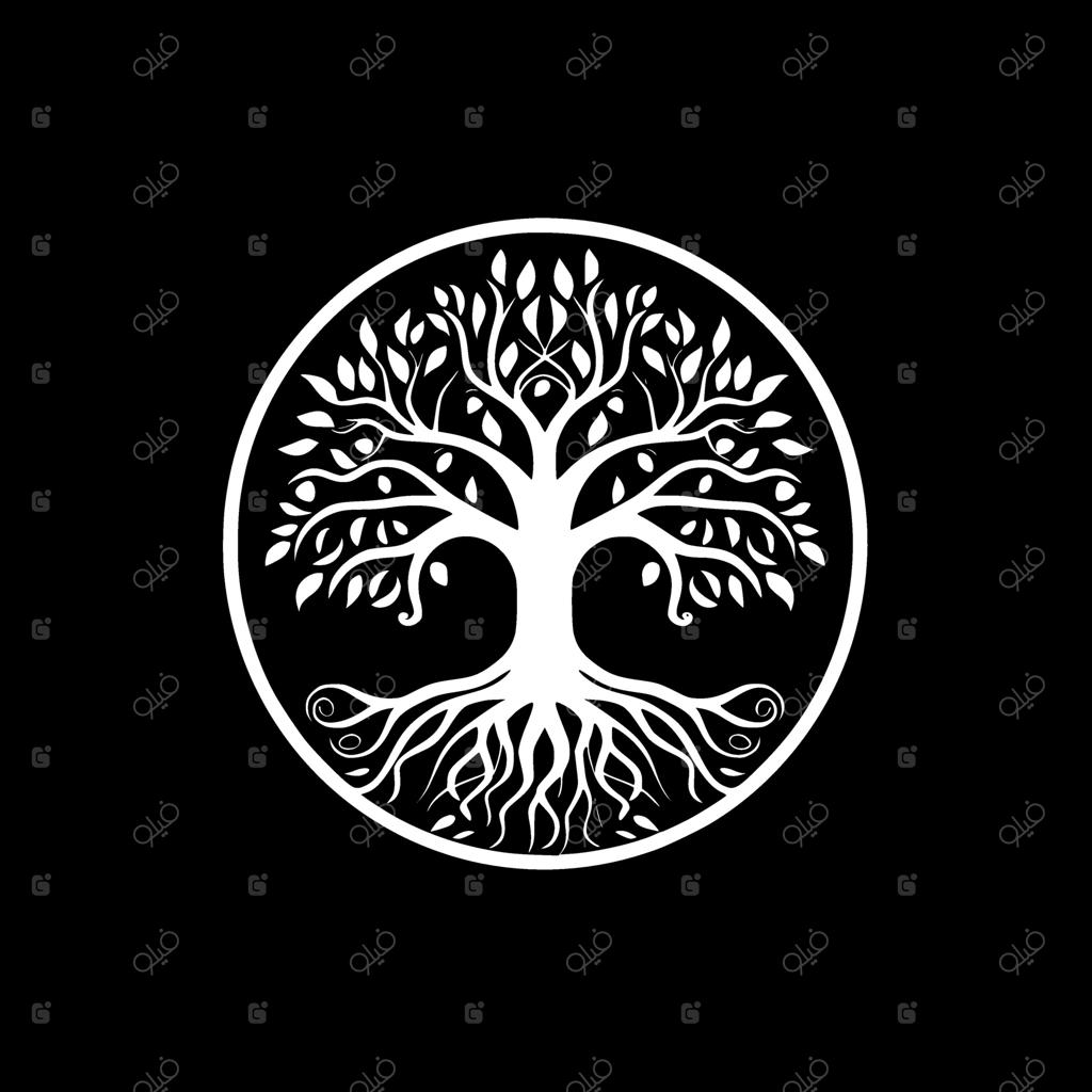 درخت زندگی - لوگوی مینیمالیستی و تخت - تصویر برداری