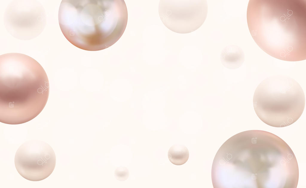 پس‌زمینه انتزاعی روشن و براق با مرواریدهای واقعی