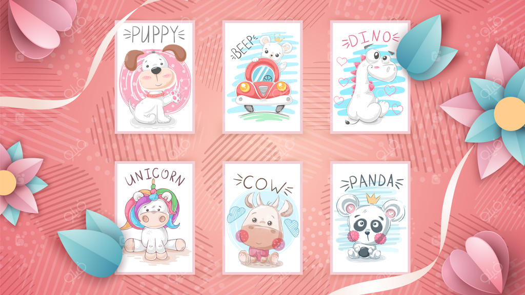 مجموعه‌ای از نقاشی‌های کودکانه حیوانات