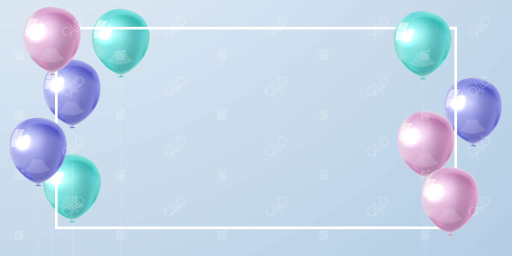 قاب جشن با بادکنک‌های رنگارنگ