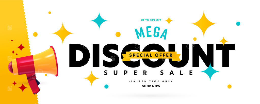 اعلامیه تخفیف ویژه با کاهش قیمت ۵۰ درصدی.