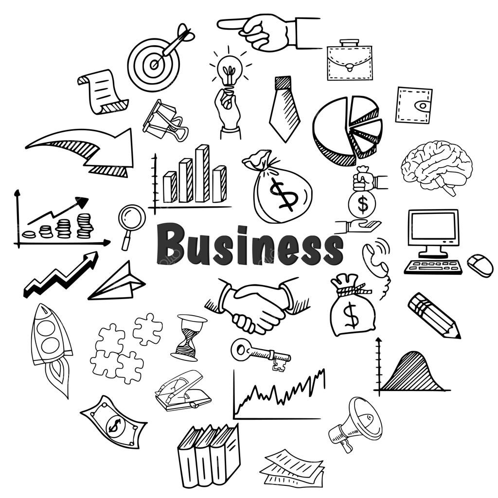 وکتور طرح خطی و دستی کسب‌وکار با چیدمان دایره‌ای