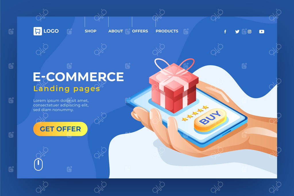 صفحه فرود ایزومتریک برای خرید هدایا در تجارت الکترونیک