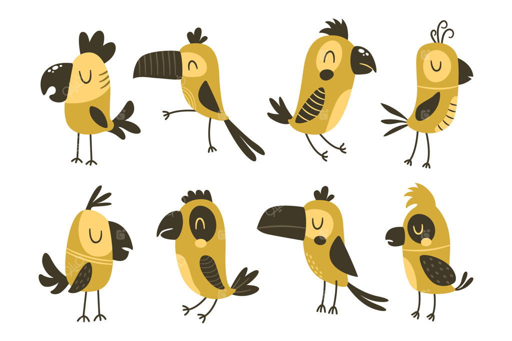 شخصیت‌های دوست‌داشتنی پرندگان برای کارت چاپی و تزیین باغ