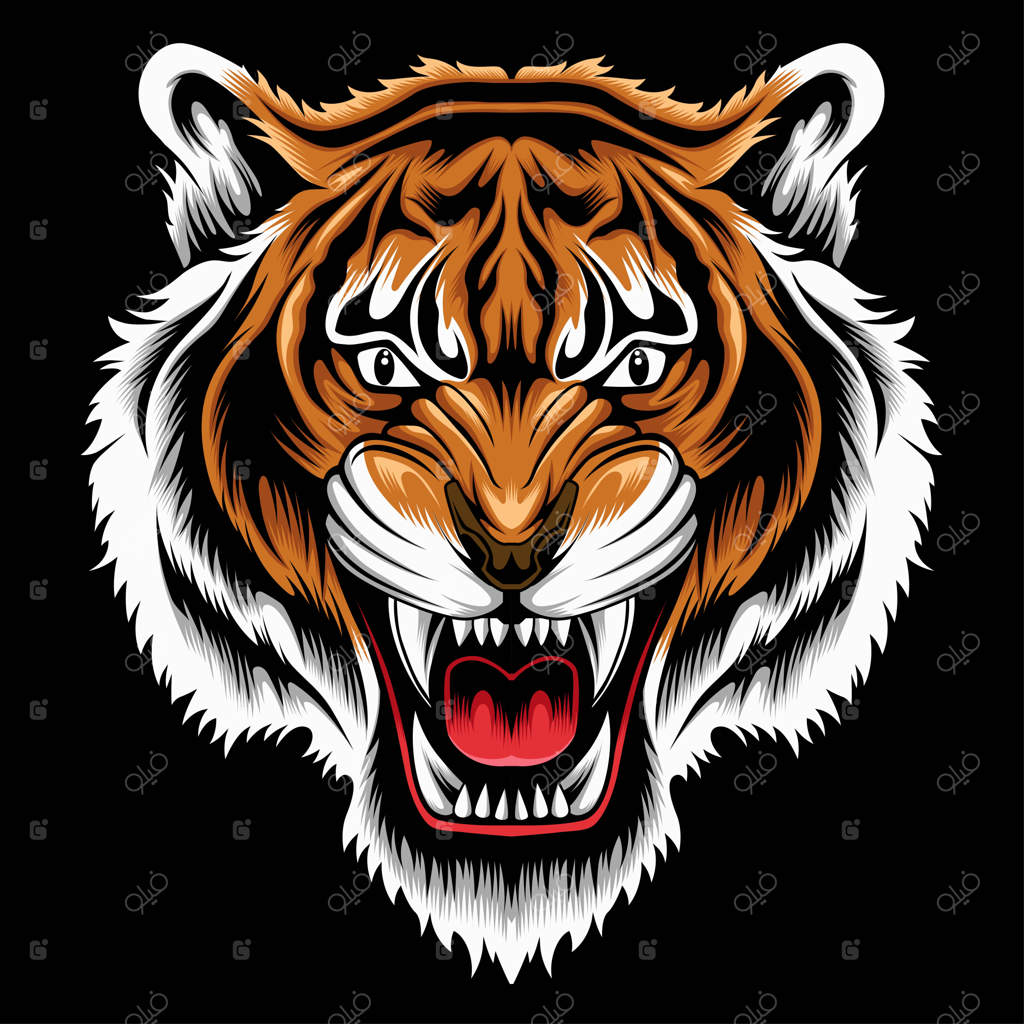 تصویر برداری سر ببر خشمگین