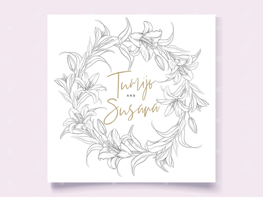 گل های زنبق دست‌کشیده زیبا در قالب تاج گلی