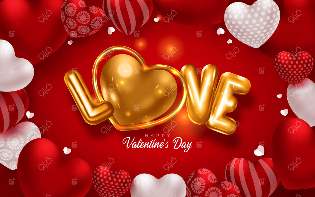 پس‌زمینه‌ای با قلب‌ها و عشق برای روز ولنتاین