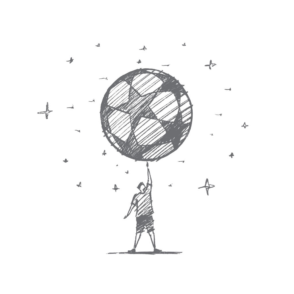 طرح مفهومی زمان فوتبال به صورت دستی کشیده شده