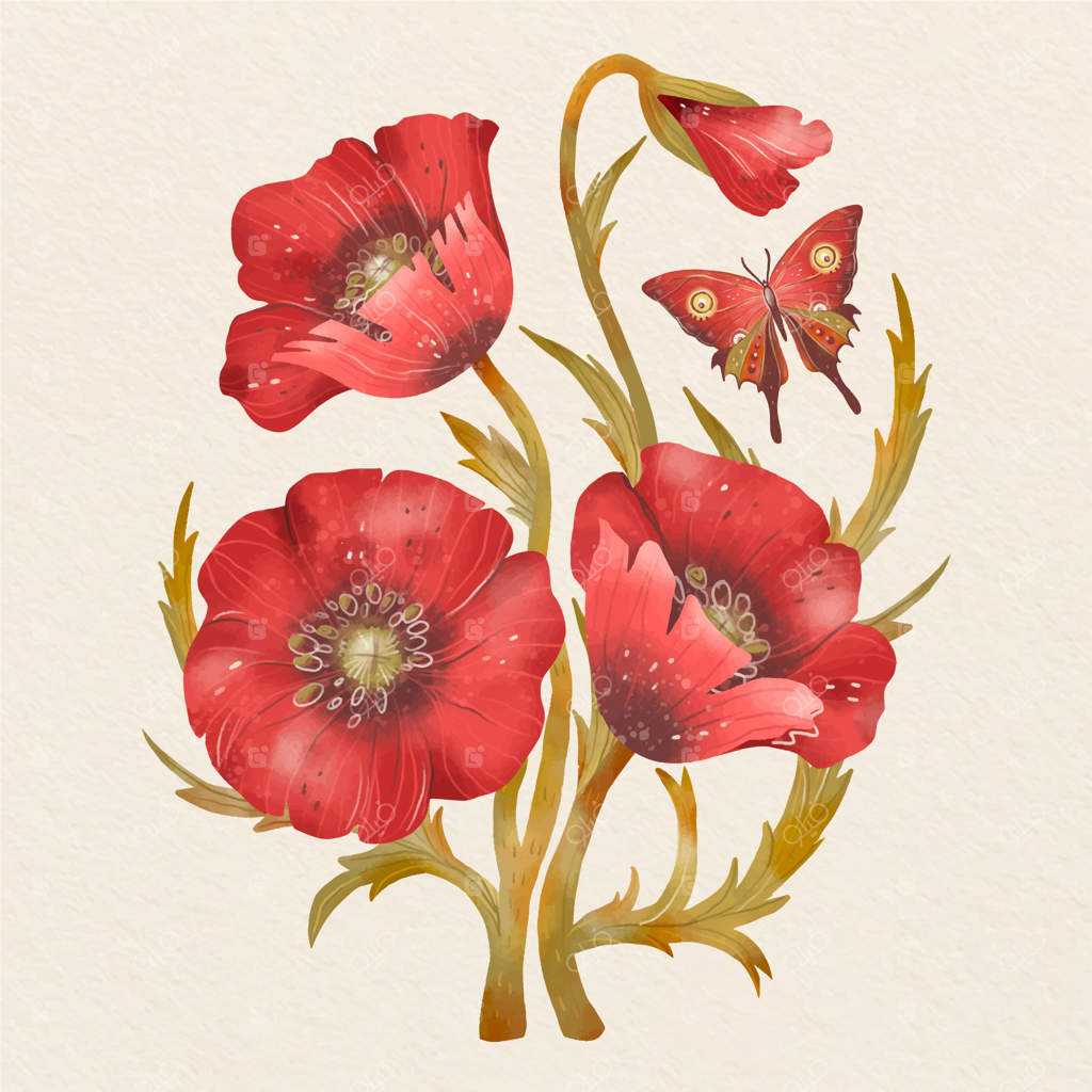 نقاشی گل‌های قدیمی با آبرنگ