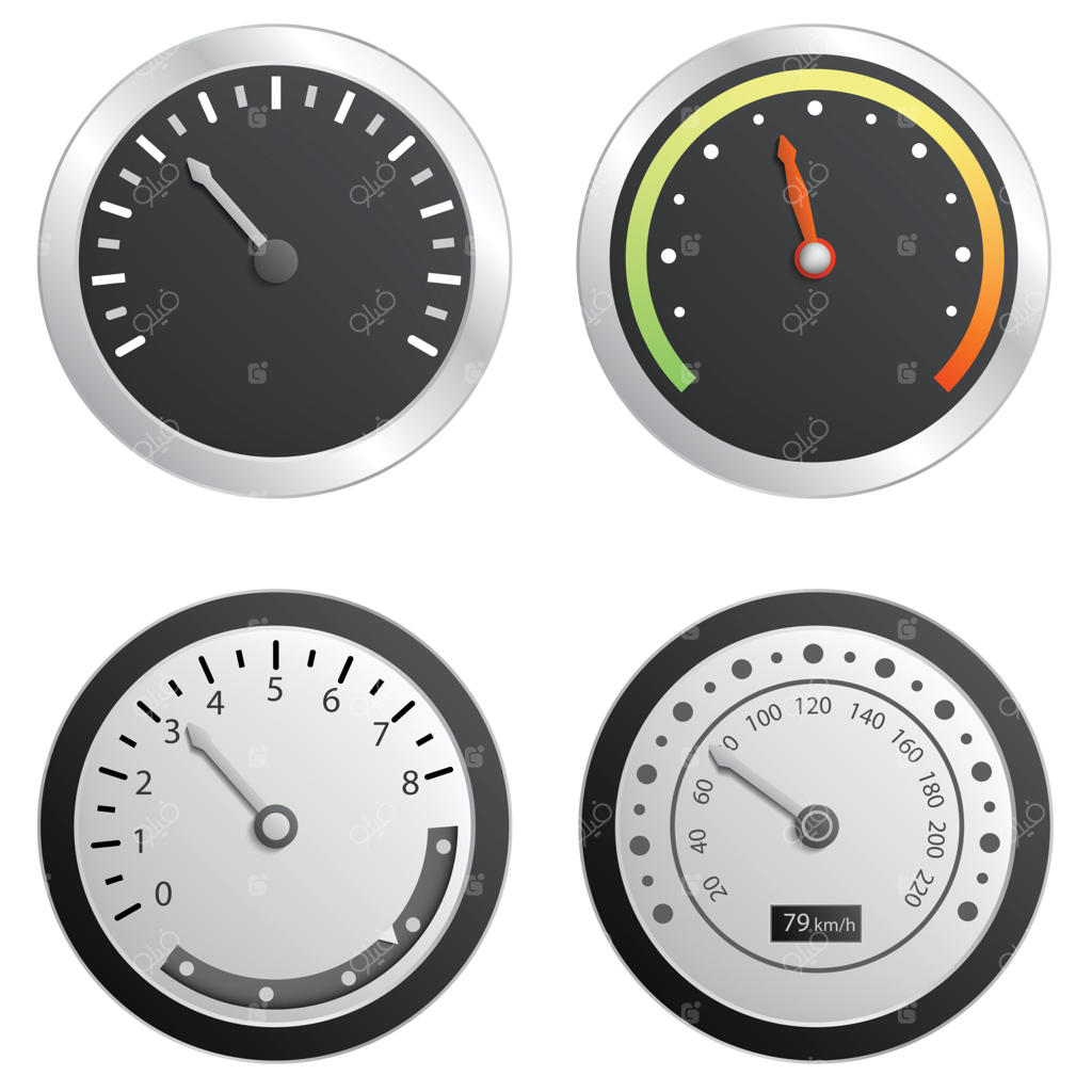 مجموعه آیکون‌های سرعت‌سنج به سبک واقع‌گرایانه