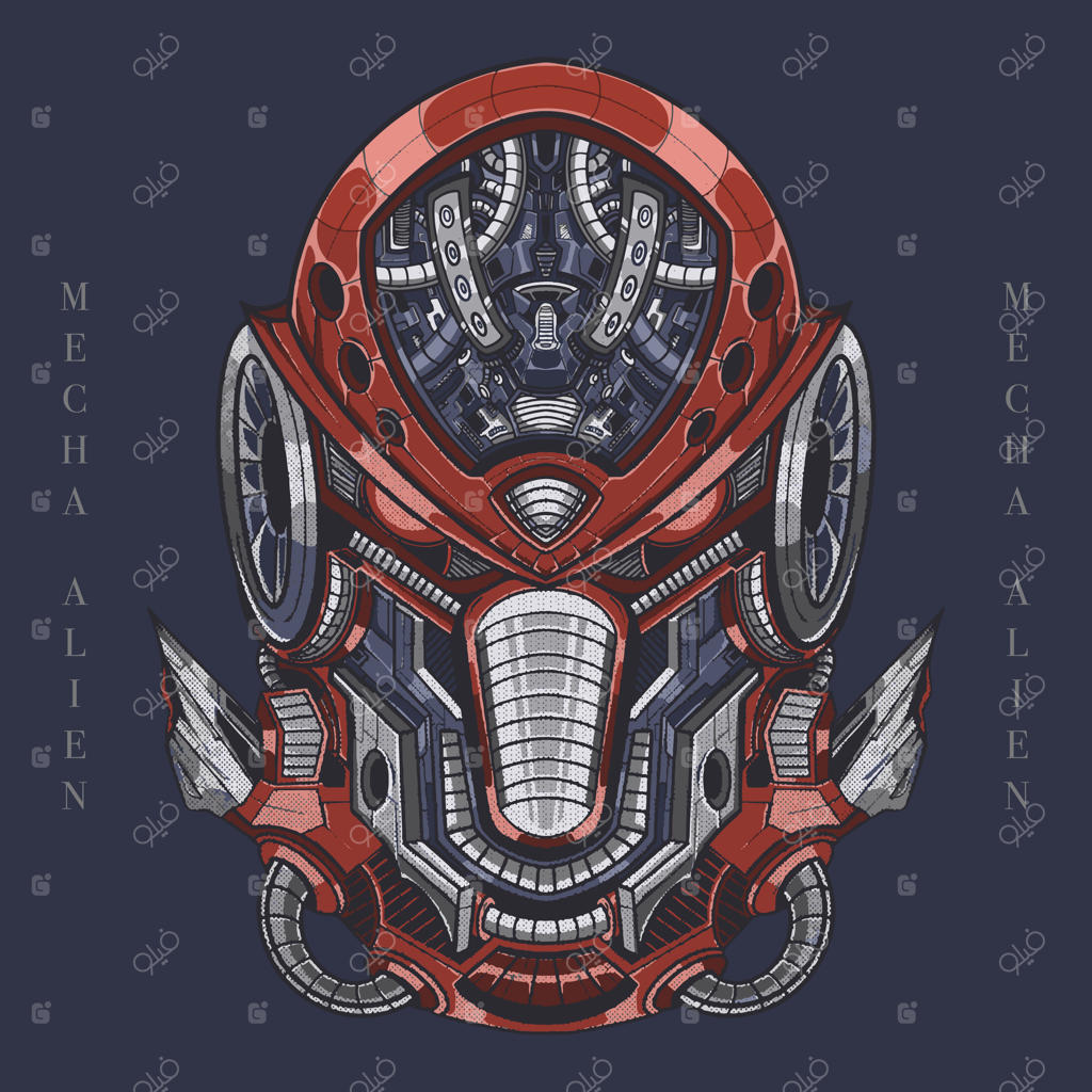 تصویرسازی هنر سر هیولای رباتیک بیگانه