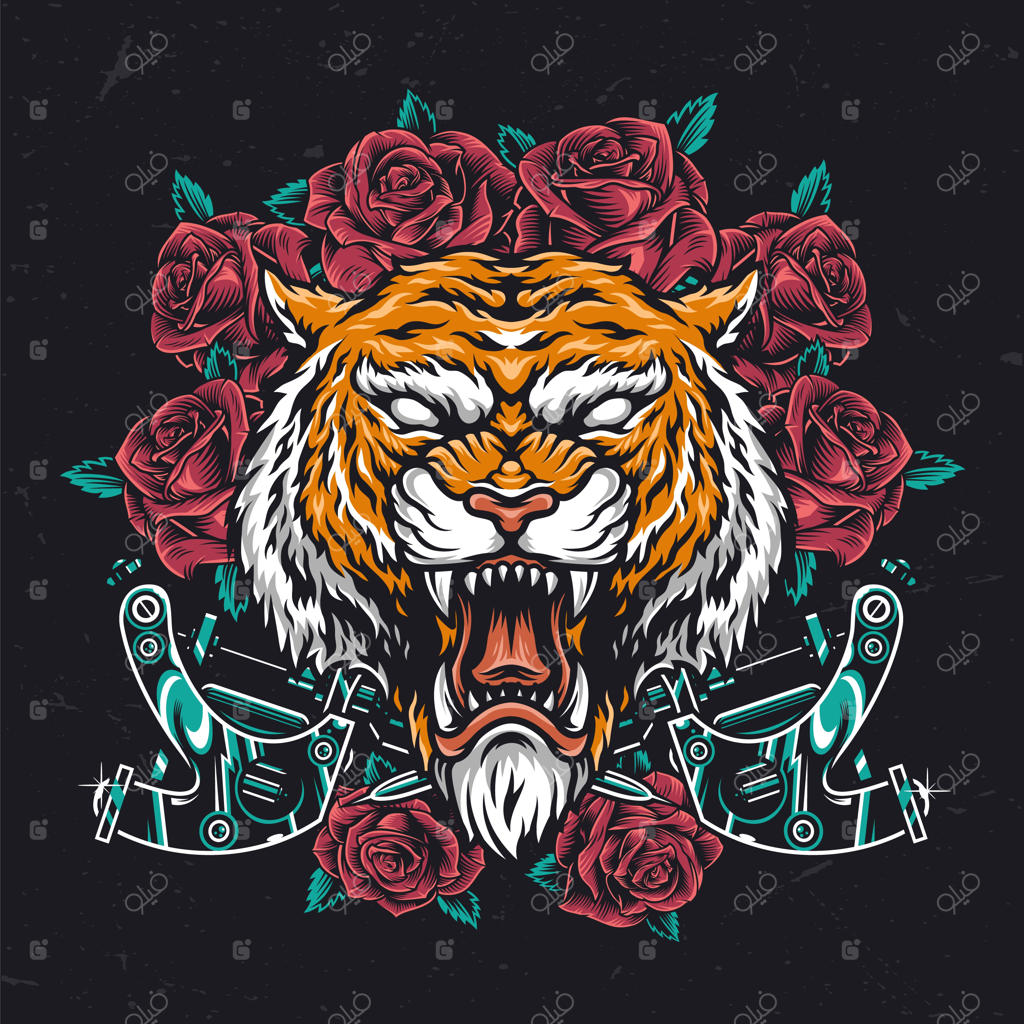 سر ببر رنگارنگ و خشن