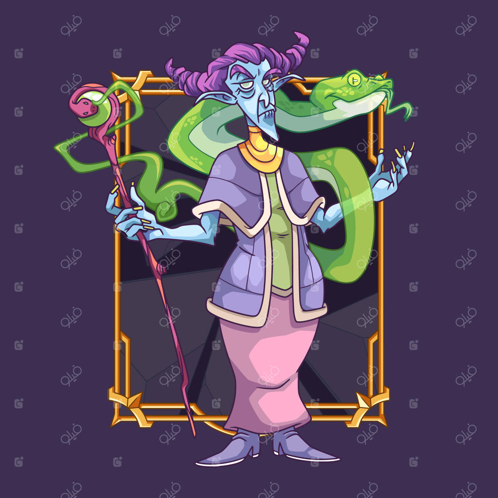 تصویرسازی شخصیت شیطانی دستی رسم شده