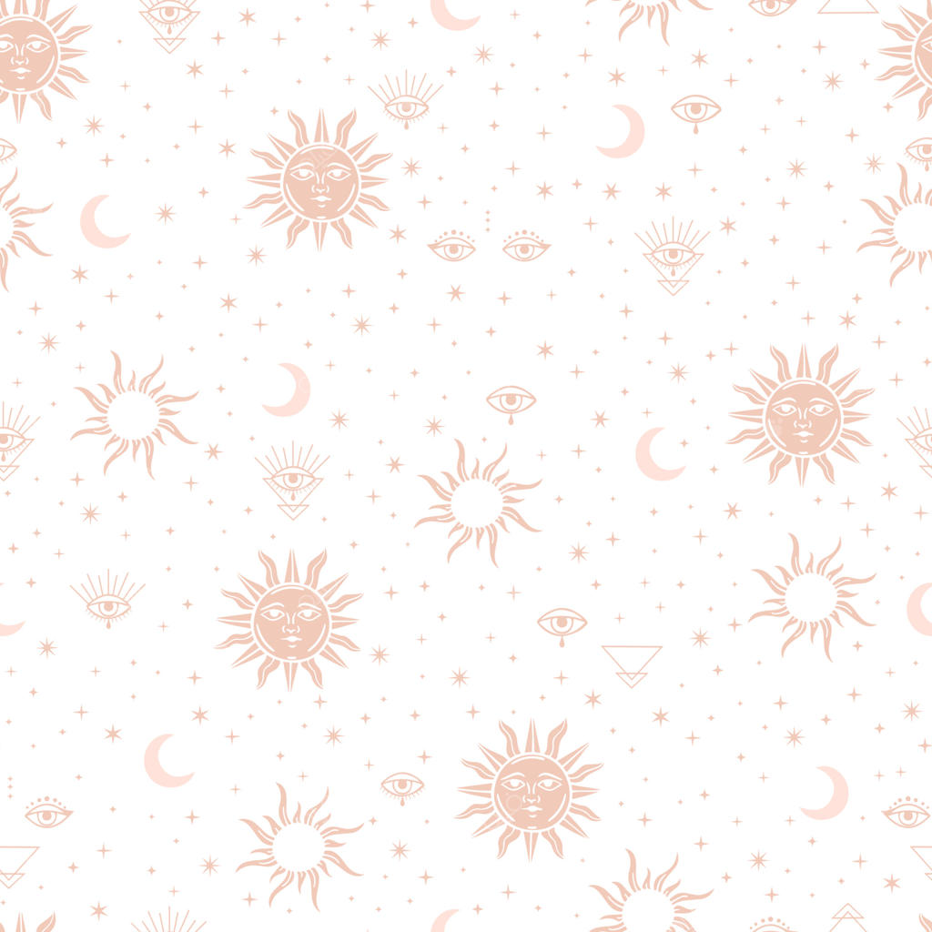 طرح انتزاعی وکتور: خورشید، ماه و ستاره‌ها در هم‌تنیدگی بی‌پایان