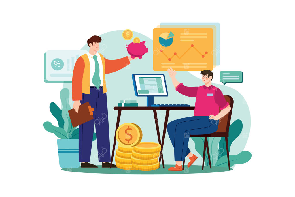 تصویرسازی مفهومی مدیر مالی با پس‌زمینه سفید