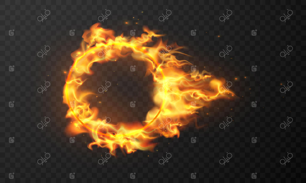 اثر جادو با جرقه‌های سوزان و شعله‌های آتش واقع‌گرایانه