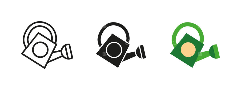 آیکون آب‌پاش: ابزار آبیاری باغ. تجهیزاتی ضروری برای پرورش گیاهان و حفظ رطوبت خاک. مفهومی در کشاورزی، باغبانی و نگهداری از باغچه خانه.