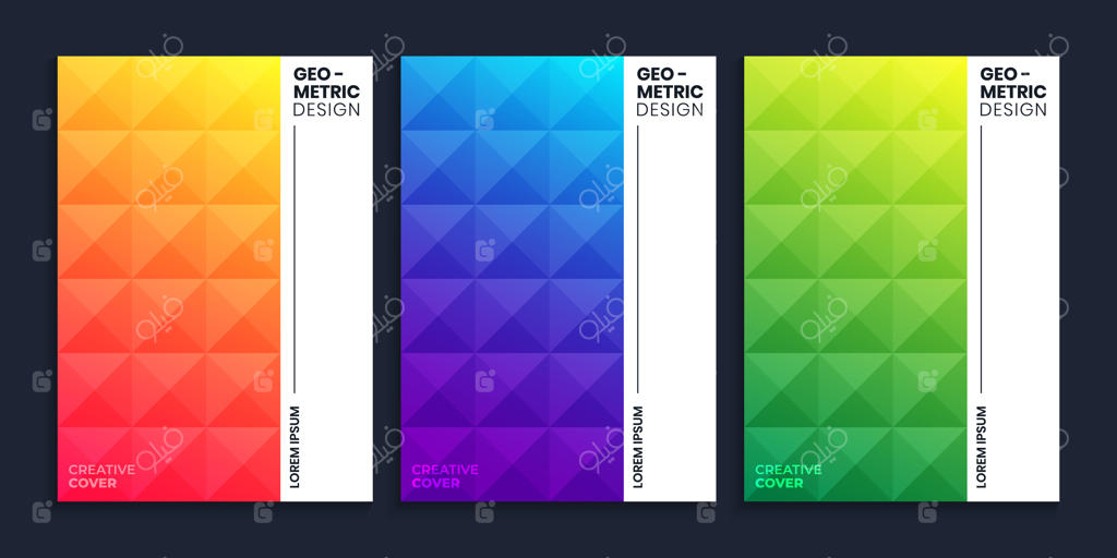 طراحی جلد با الگوی هندسی مثلثی و پس‌زمینه گرادینت