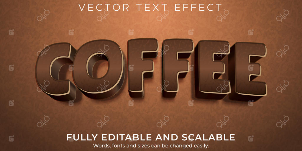 افکت متنی قابل ویرایش، استایل متن قهوه‌ای و قهوه‌ای‌رنگ
