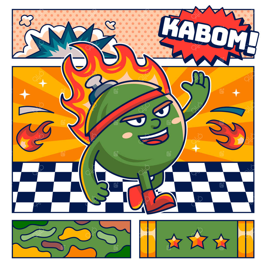 تصویرسازی کارتونی توپ آتشین دستی