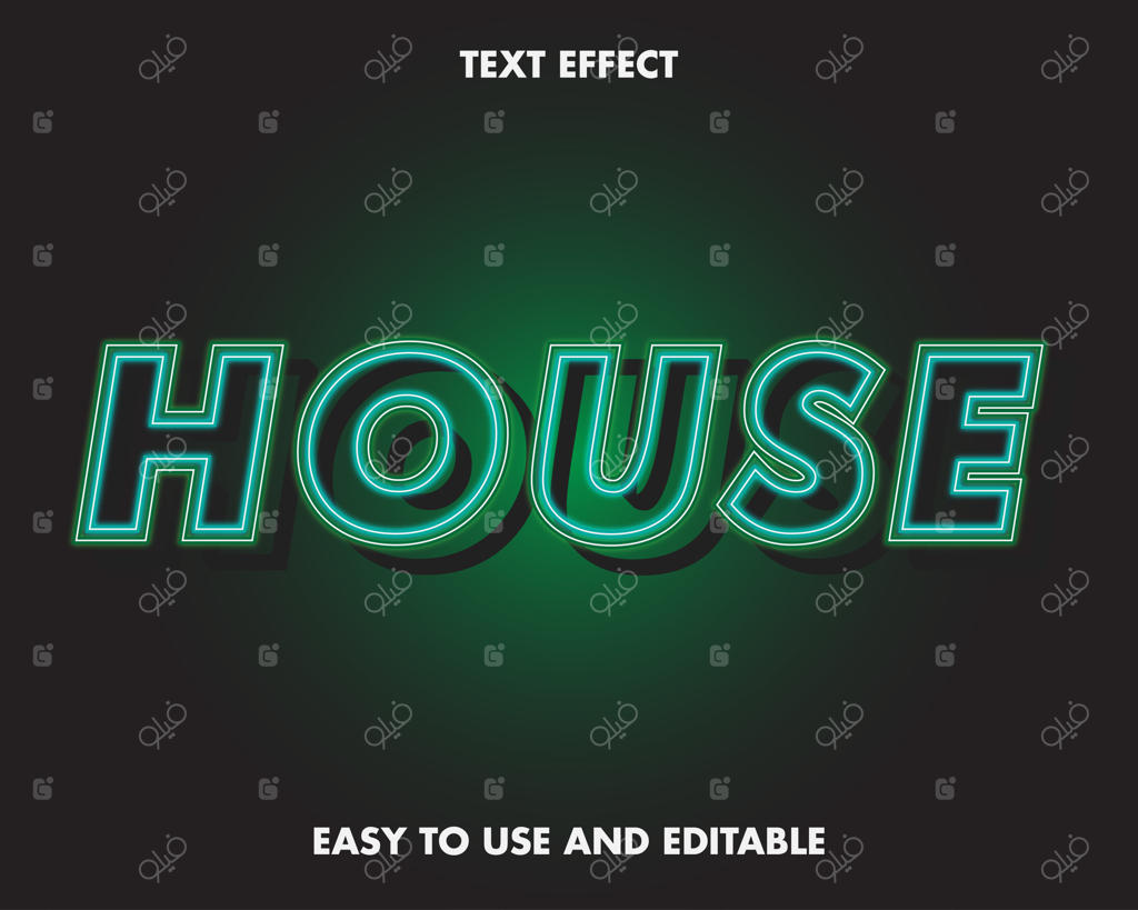 استایل مدرن افکت متن نئون برای خانه.