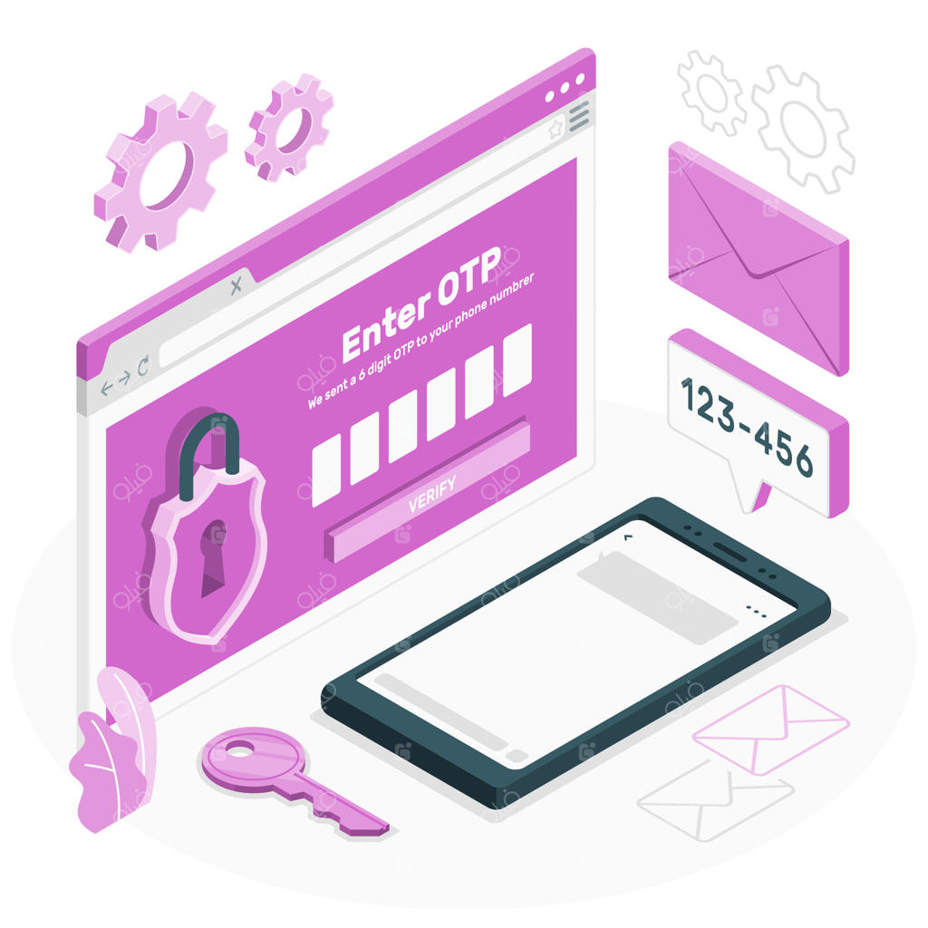 تصویرسازی مفهوم ورود با رمز یک‌بار مصرف