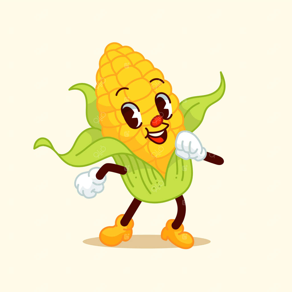 تصویر کارتونی ذرت دست‌کشیده