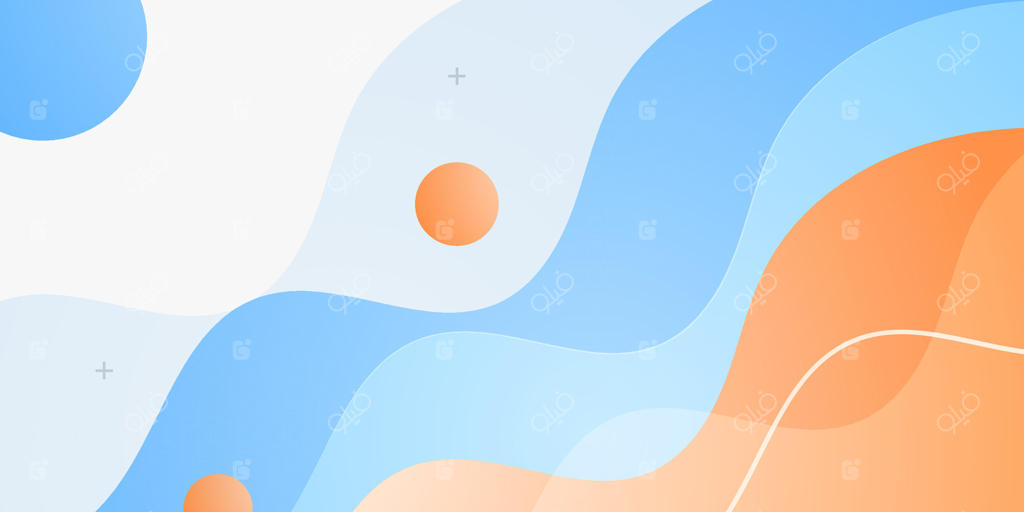 پترن موج رنگارنگ و روشن نارنجی و آبی بر روی زمینه سفید. بنر ساده و شیک برای کسب و کار.