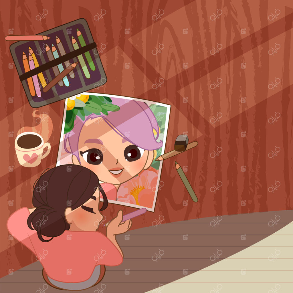 تصویری از دختری که نقاشی می‌کند