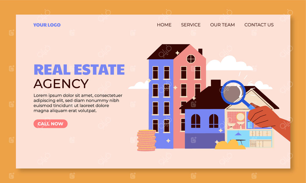 صفحه فرود املاک با طراحی دستی