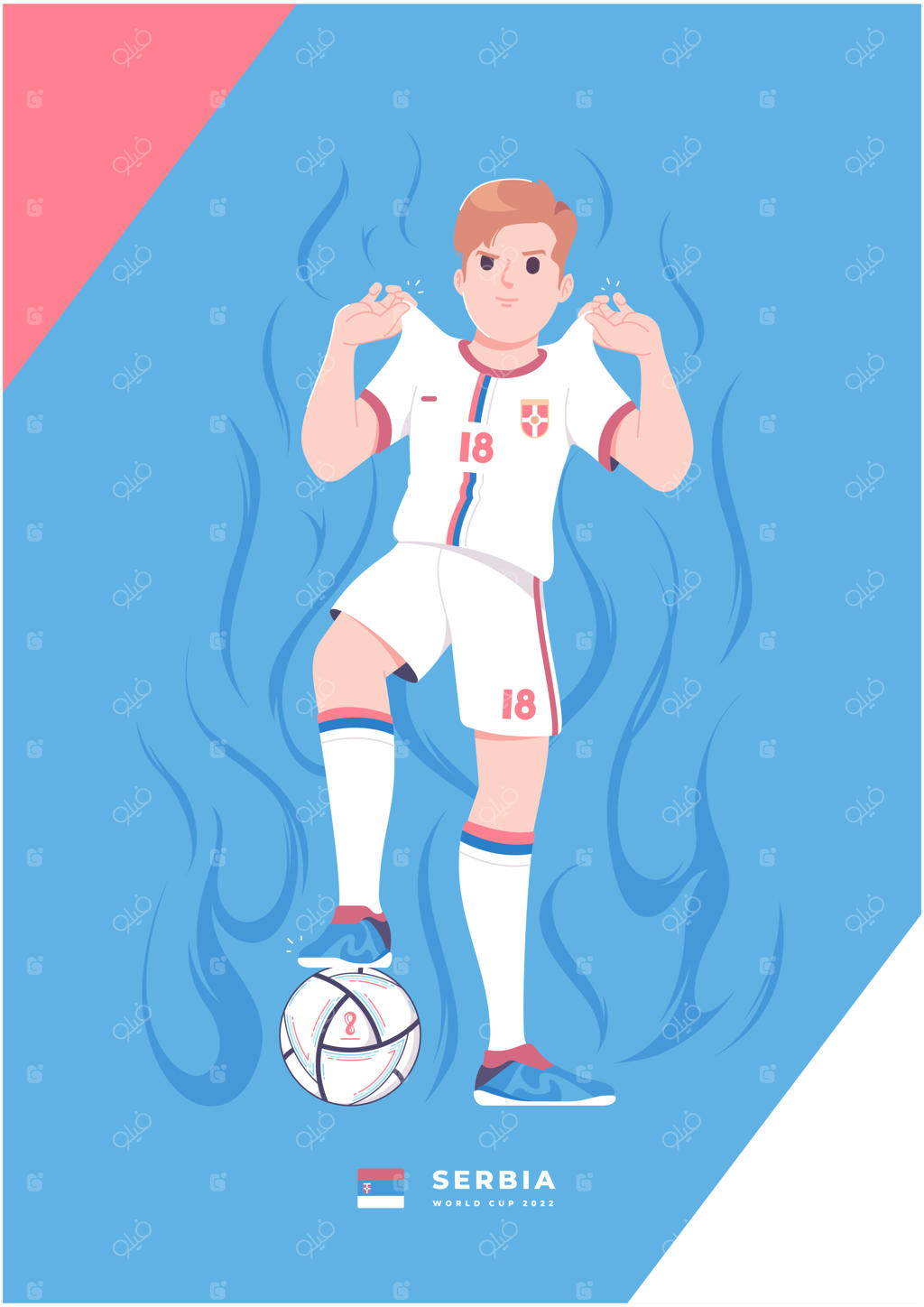 طراحی پوستر بازیکن فوتبال صربستان در سری مسابقات جام جهانی