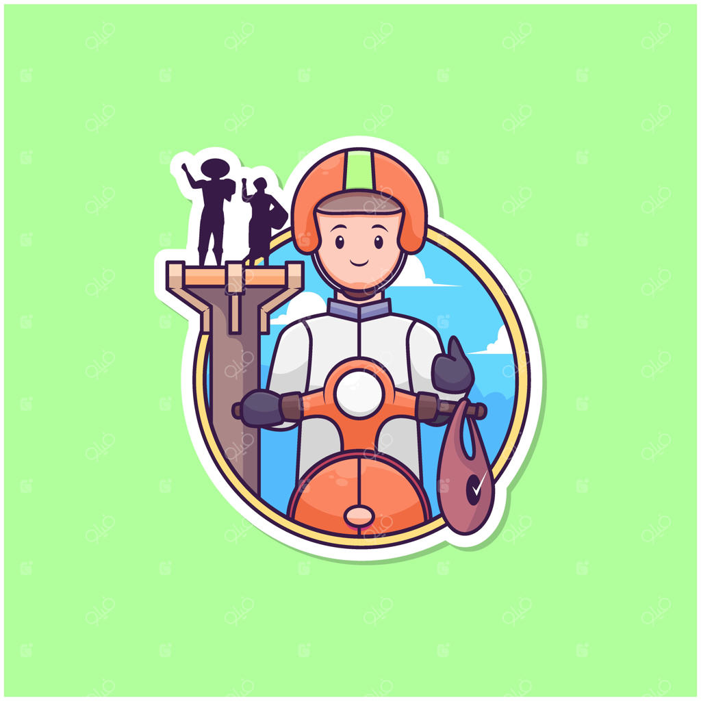 مفهوم لوگوی تحویل غذا با موتور سیکلت