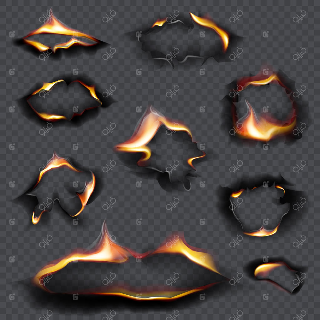 سوزاندن حفره‌ها: شعله‌های آتش و کاغذ سوخته واقعی