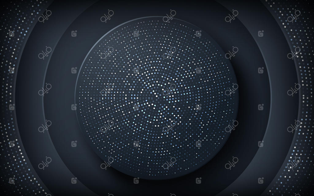 پس‌زمینه دایره سیاه با برش کاغذ و براق‌های درخشان