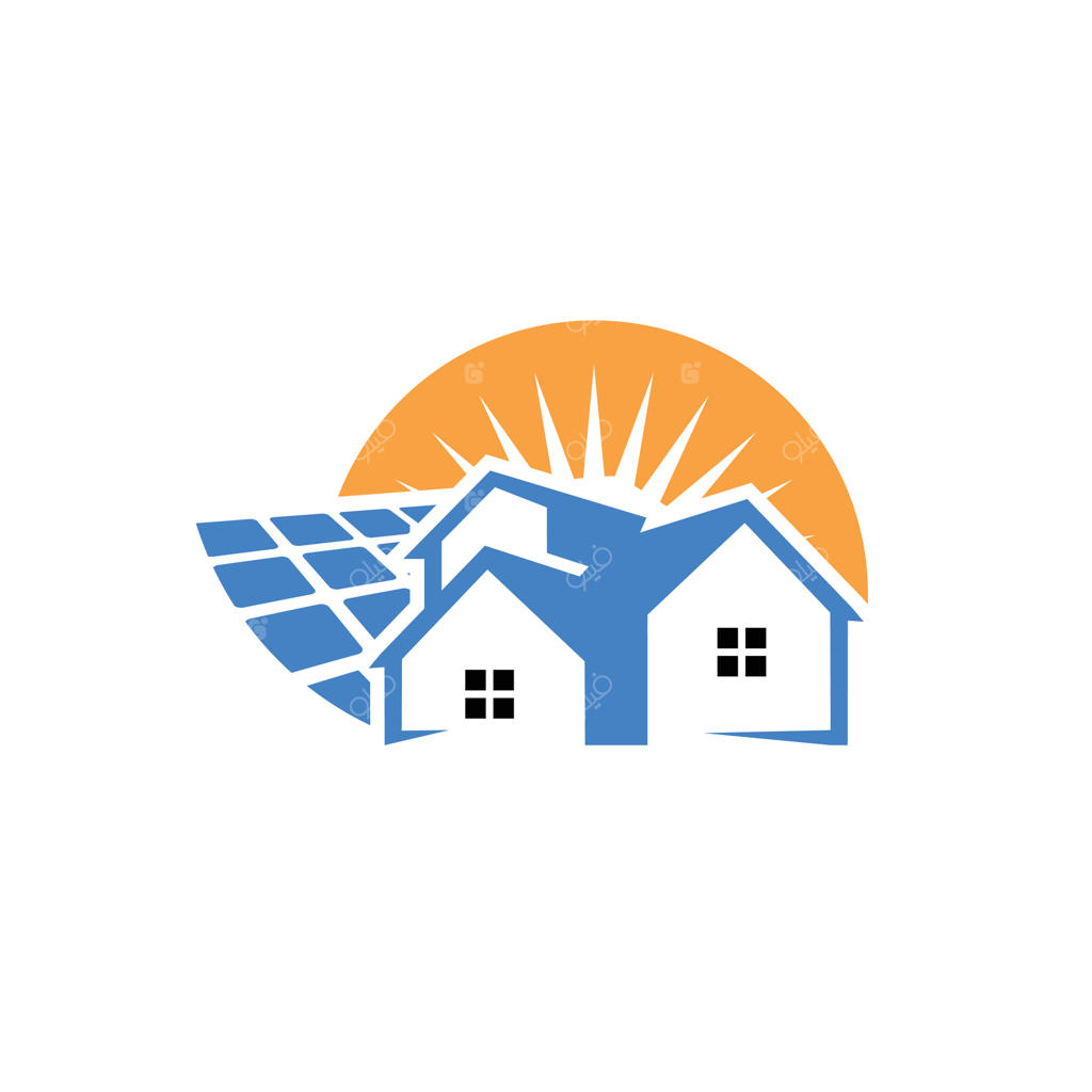 لوگوی خانه، خورشید و پنل خورشیدی