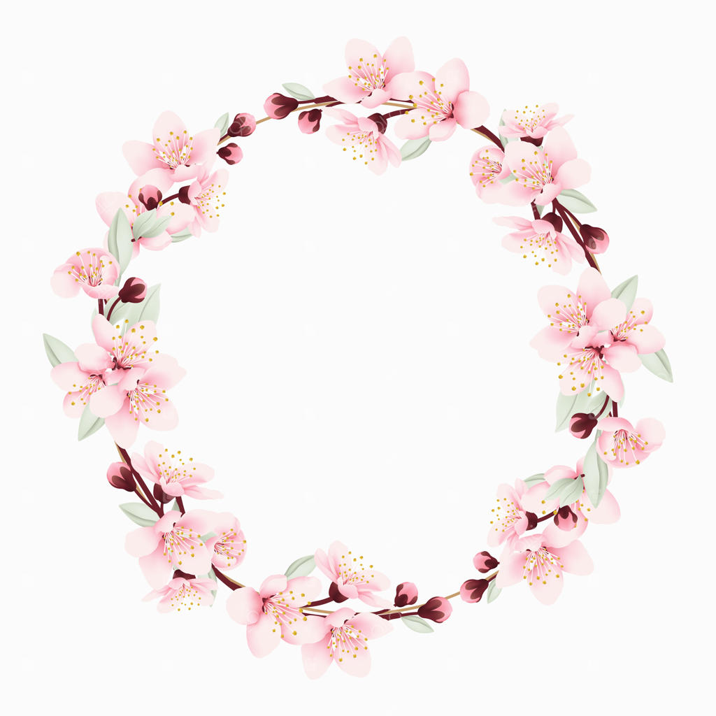 پس‌زمینه قاب گل، با شکوفه‌های گیلاس