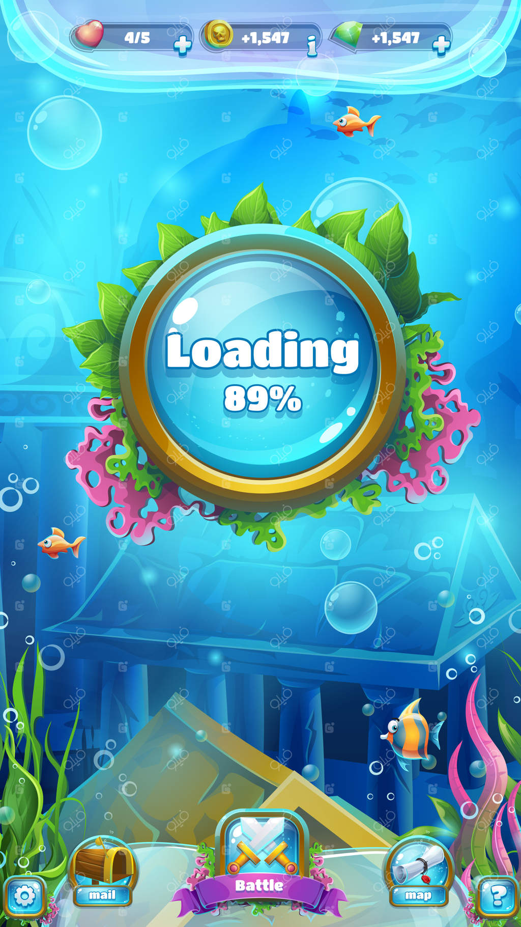 صفحه بارگذاری و منوی بازی‌های زیر دریا