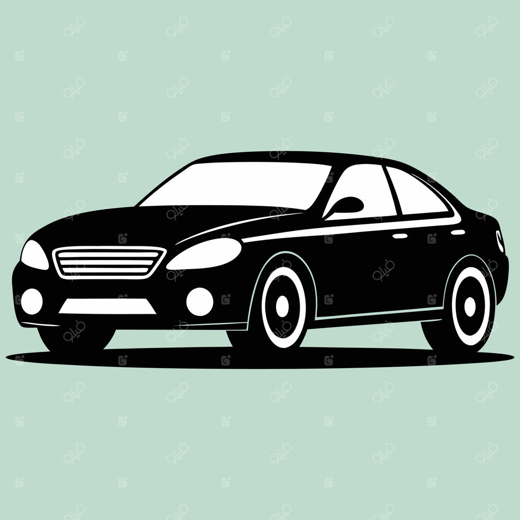 طراحی هنری سیلوئت خودرو. آیکون خودرو. آیکون خودرو بر روی پس‌زمینه سفید. تصویرسازی. سیلوئت خودرو.