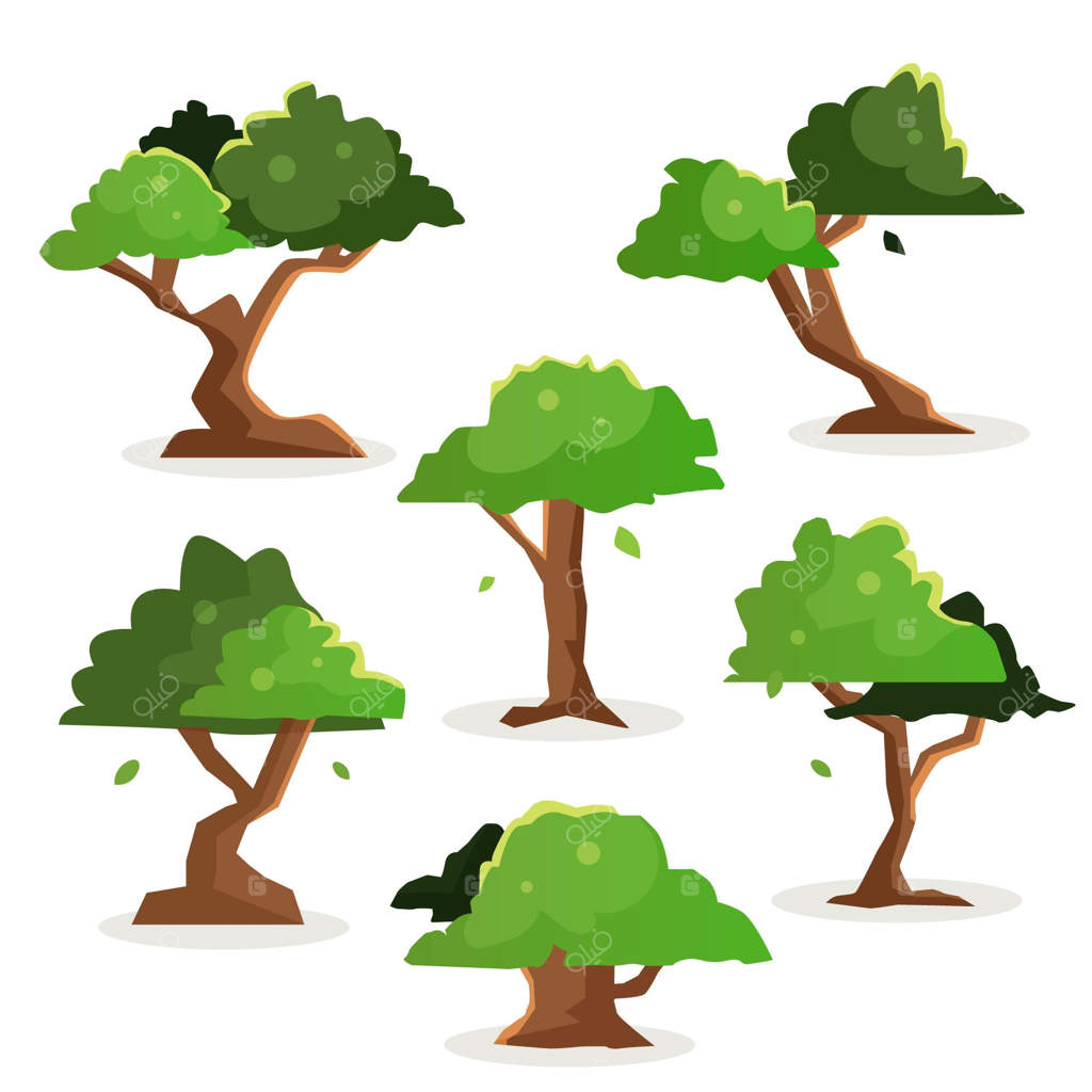 درختان به سبک طراحی مسطح