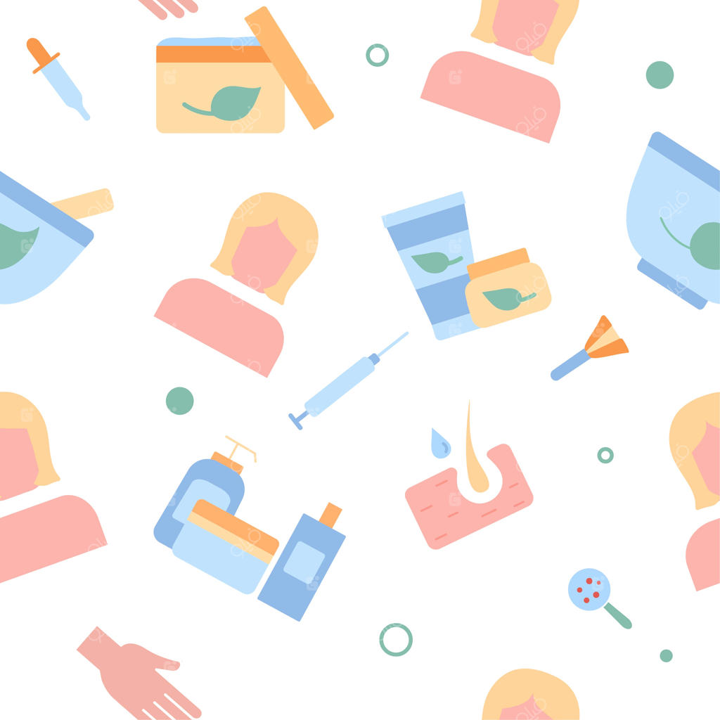 الگوی بدون درز و رنگی آرایشگری