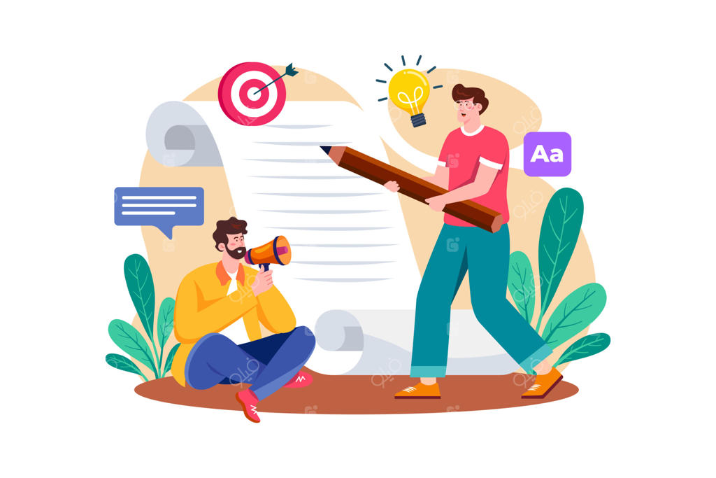 تصویرسازی مفهومی از سخنرانی‌نویس با پس‌زمینه سفید