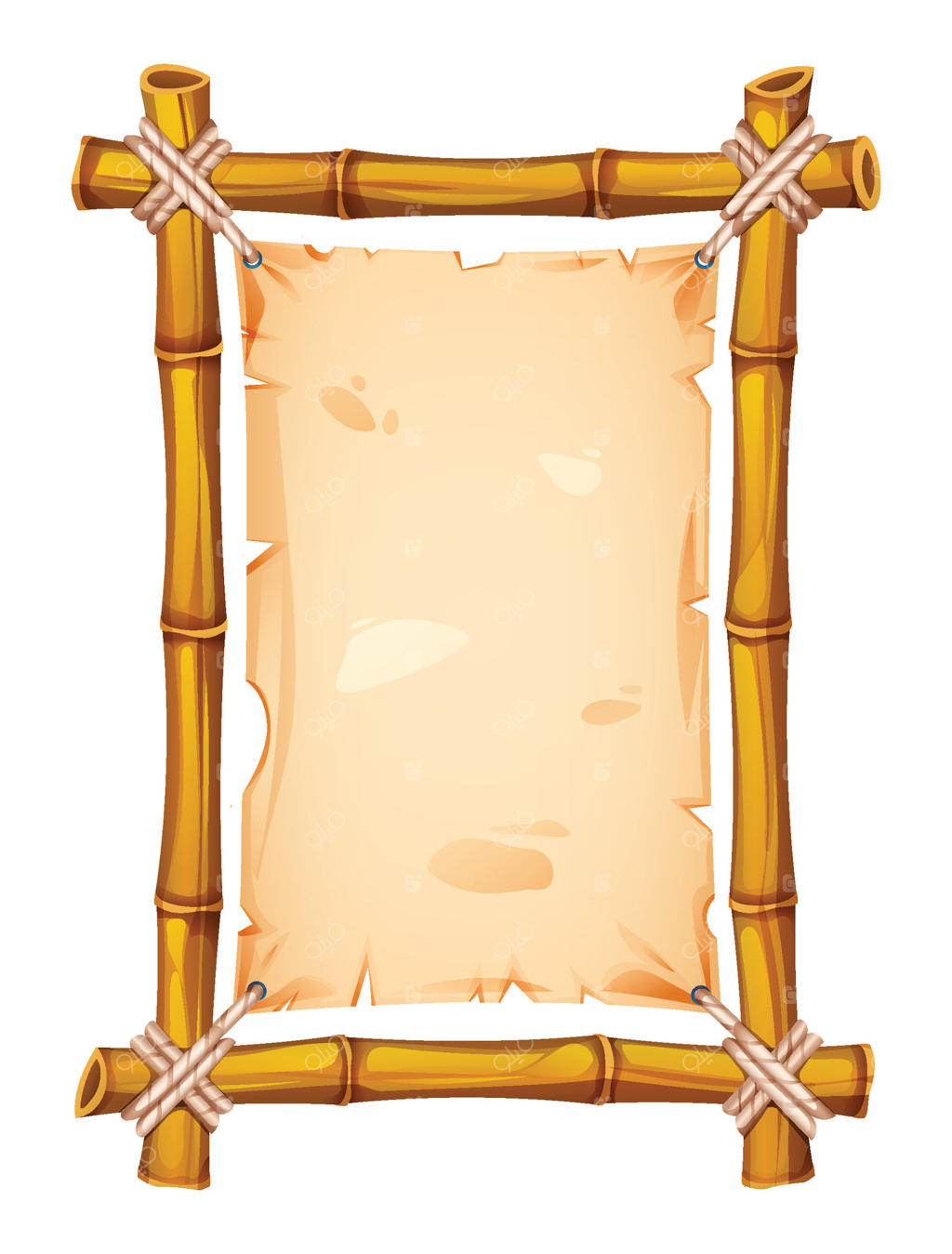 فریم بامبو با پس‌زمینه کاغذ پاره؛ مناسب برای پروژه‌های خلاقانه روستایی - تصویر کارتونی