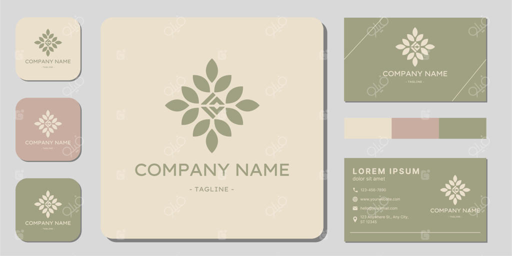 طراحی لوگوی برگ طبیعت: مدرن، ساده و مینیمالیستی به همراه کارت ویزیت خلاقانه دو رو