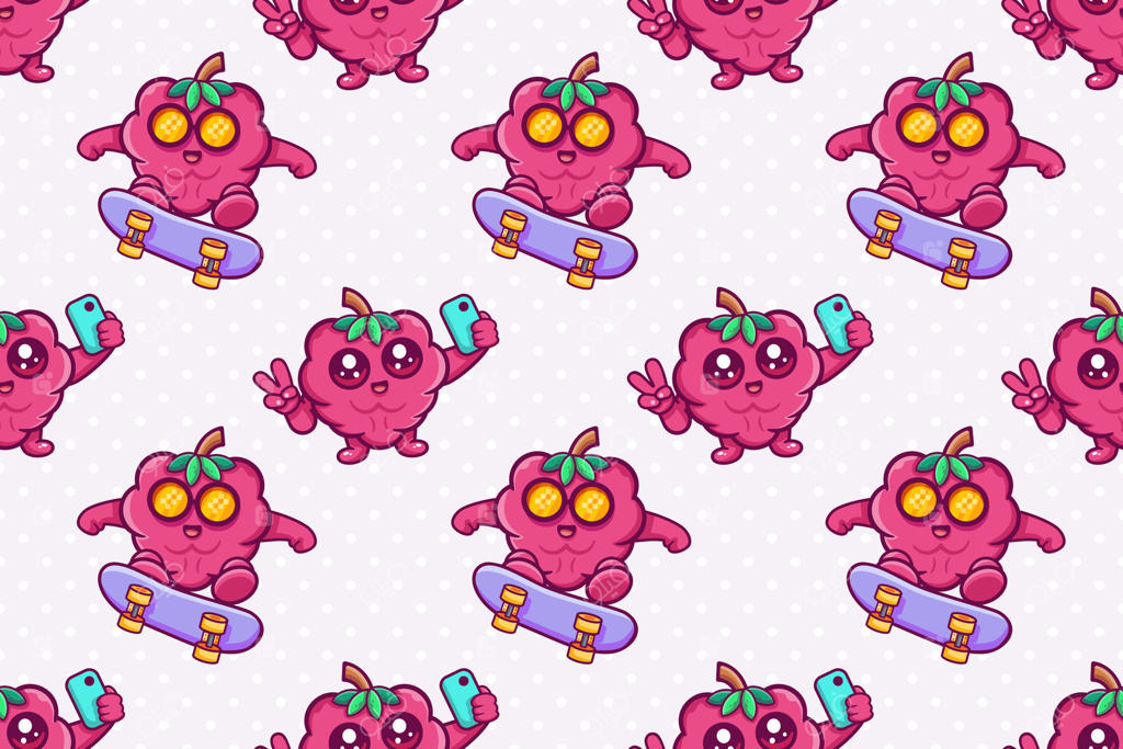 طراحی وکتور حرفه‌ای پترن کارتونی شخصیت‌های اسکیت‌باز سرگرم‌کننده