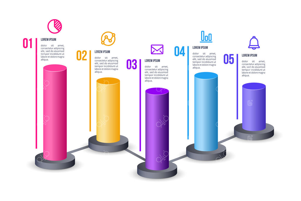 قالب اینفوگرافیک میله‌های سه‌بعدی