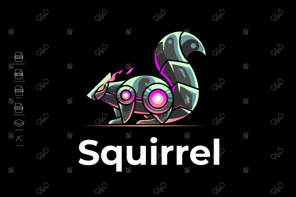 قالب طراحی نماد سنجاب رباتیک مدرن