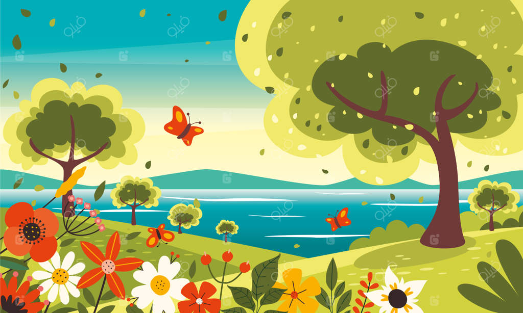 تصویر وکتوری از منظره طبیعت خاموش و ساده